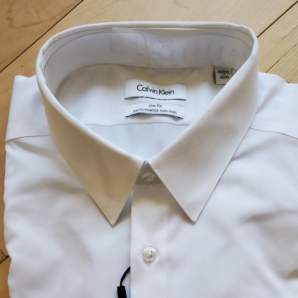 Men’s Calvin Klein White Dress Shirt Slim Fit 32/33 17 - Picture 3 of 6